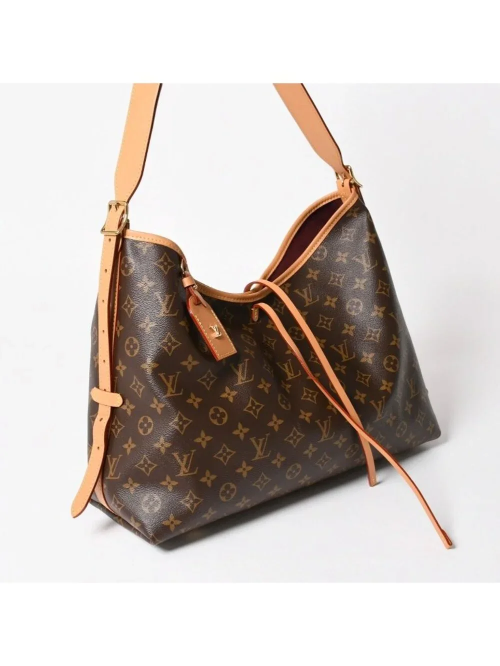 Louis Vuitton Carryall NM MM Tote Bag Monogram Brown Leather Vachetta Gold